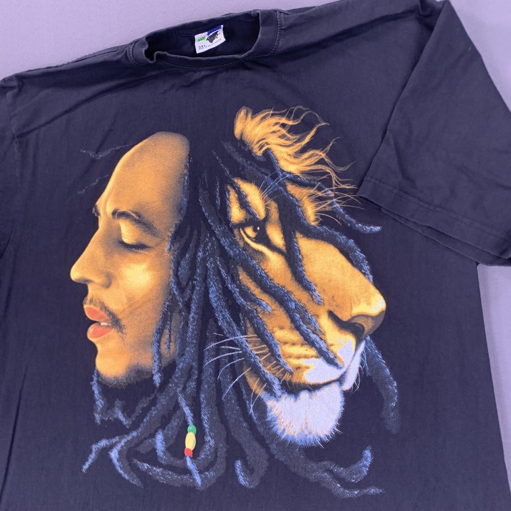 Phat Dog Shirt Mens 3XL‎ Bob Marley Lion Graphic Rasta Reggae Tee Jamaican Y2K